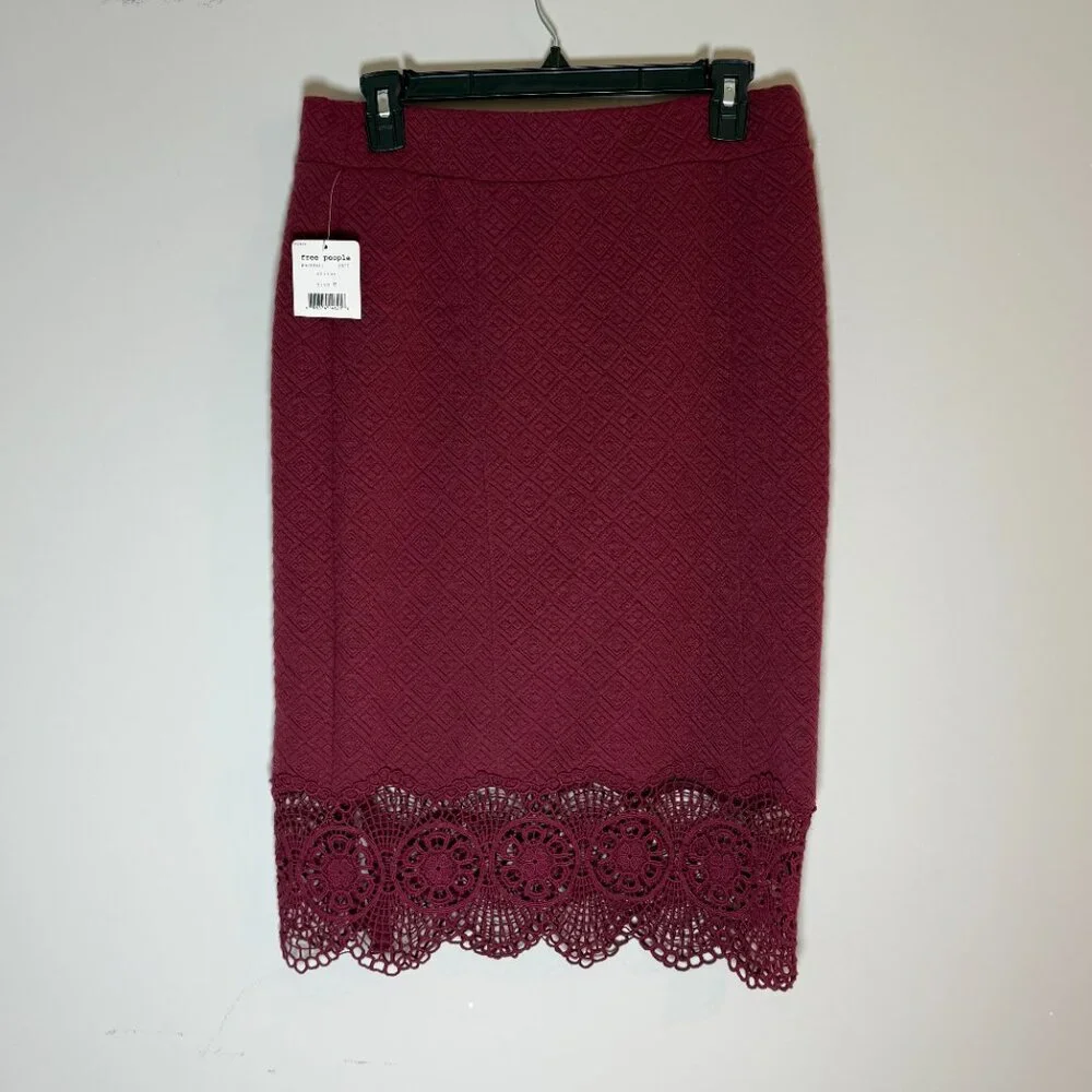NWT Free People StoryTeller Pencil Skirt shiraz‎ Size M